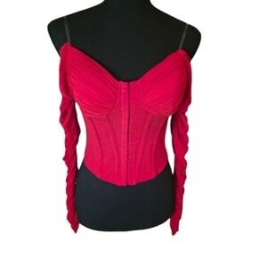 Windsor Red Off-Shoulder Corset Top - Size Small